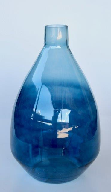 Extra Large Blue Ombre Glass Vase